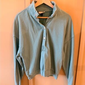 Universal Thread Cropped Snap Sweatshirt | Size Large | Blue